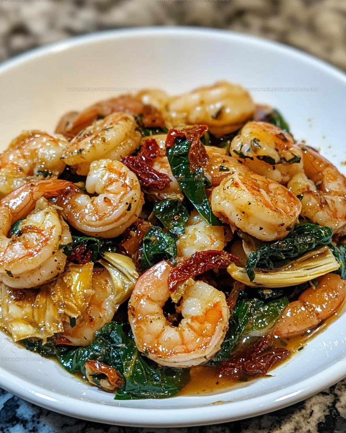 Tuscan Shrimp with Spinach and Artichokes Recipe