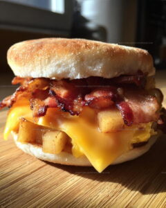 Apple Bacon Cheese English Muffins Recipe