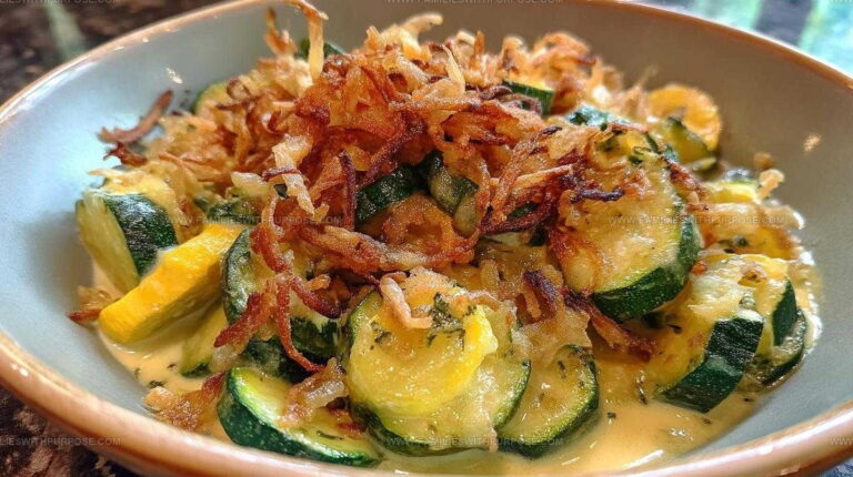Creamy Zucchini & Yellow Squash with Crispy Onion Recipe