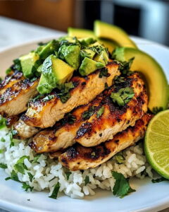Honey Lime Chicken Avocado Rice Stack Recipe