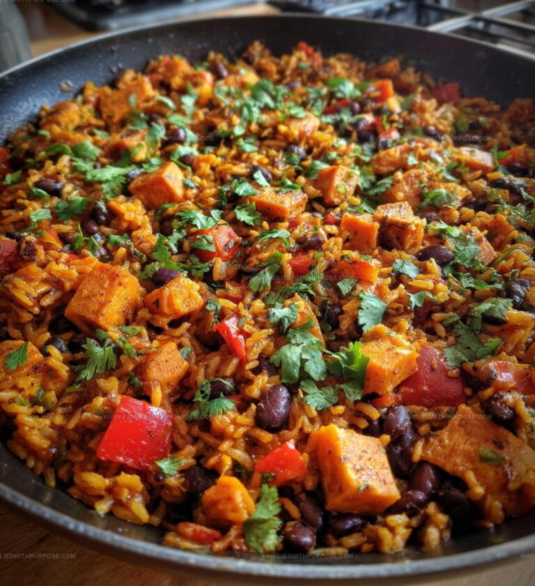 Southwest-Style Sweet Potato Black Bean Rice Skillet Recipe