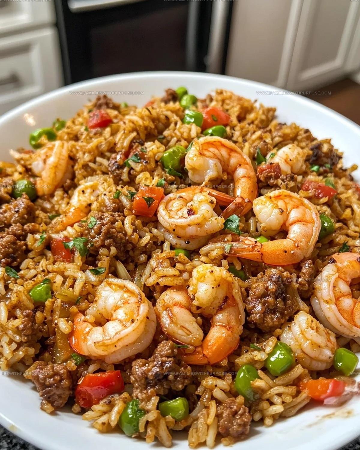 Cajun Surf And Turf Shrimp Sausage Dirty Rice Recipe