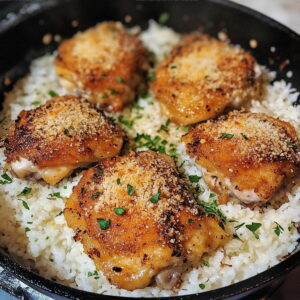 Crispy Garlic Parmesan Chicken And Rice Skillet Recipe