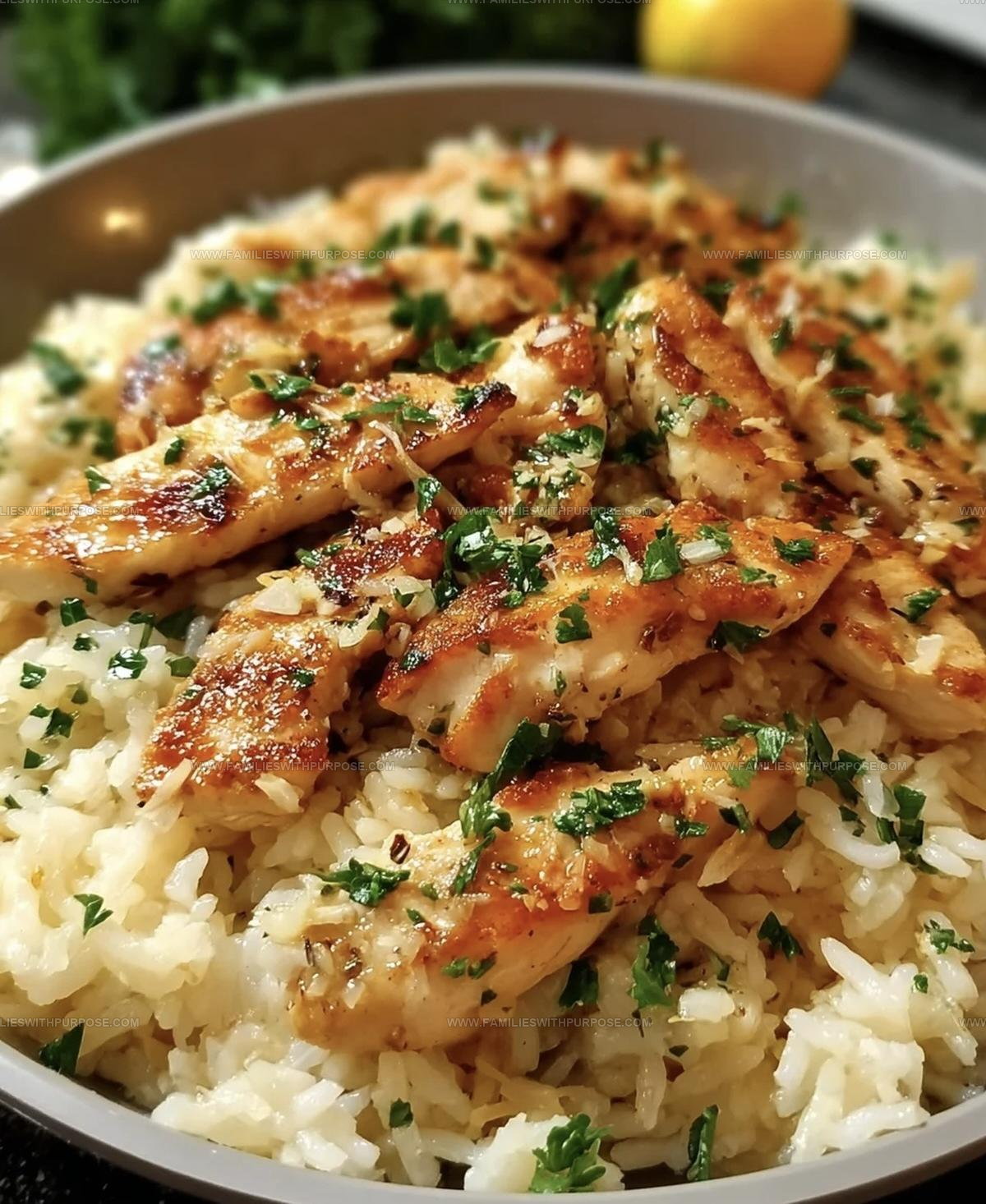 Skillet-Style Chicken Scampi With Garlic Parmesan Rice Recipe