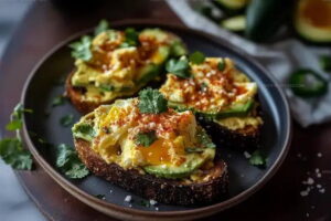 Spicy Avocado Toast with Chili Butter and Eggs Recipe