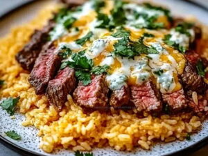 One Skillet Steak Queso Rice Recipe