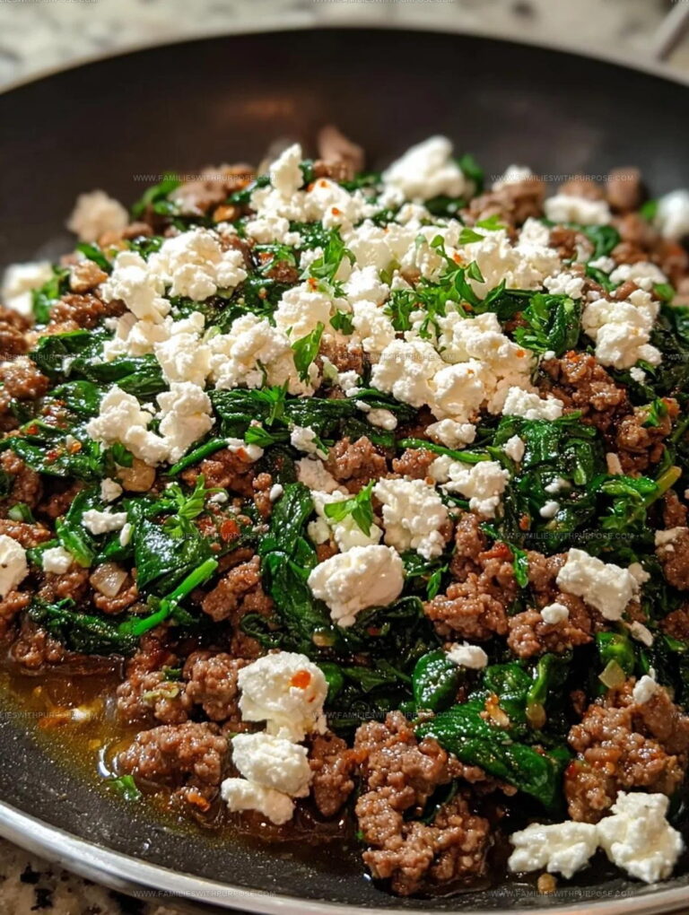 Ground Beef Spinach Skillet With Feta Recipe