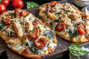 Tuscan Garlic Chicken Pita Pizzas Recipe