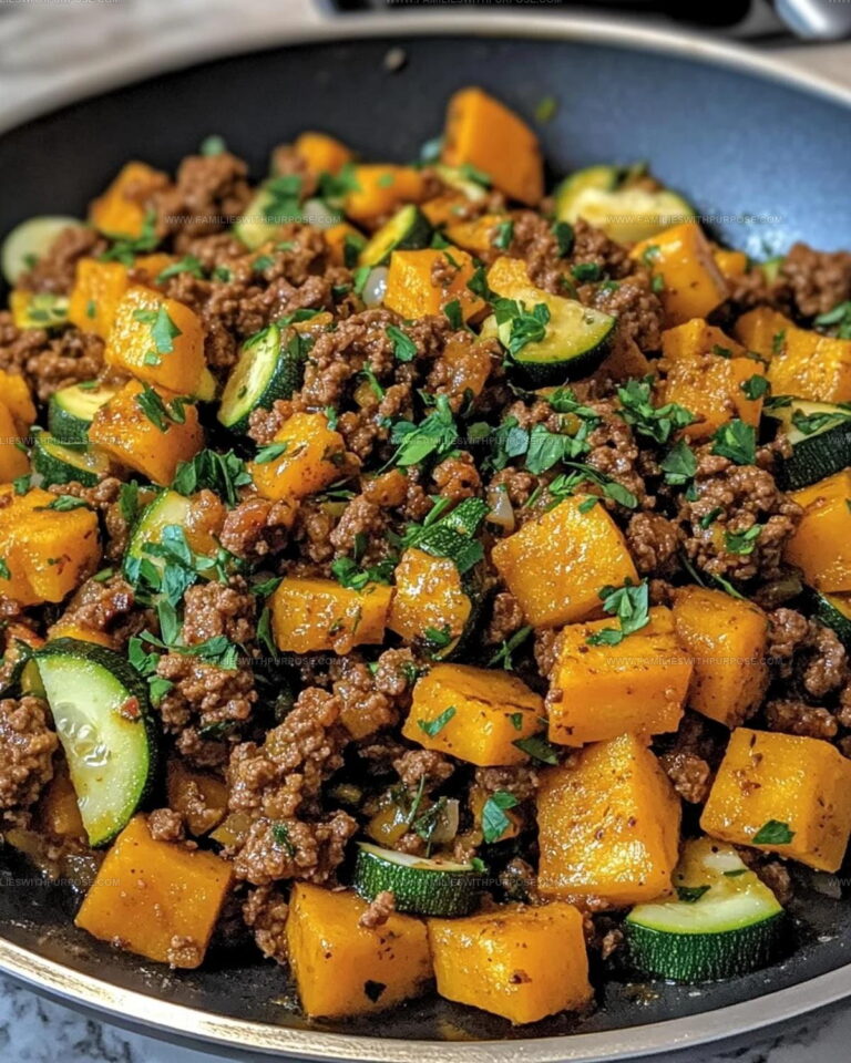 One Pan Ground Beef Zucchini Sweet Potato Skillet Recipe