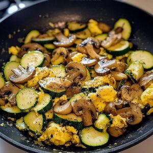 Veggie Packed Zucchini Mushroom Scramble Recipe