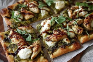 Weeknight Pesto Chicken Flatbread Recipe