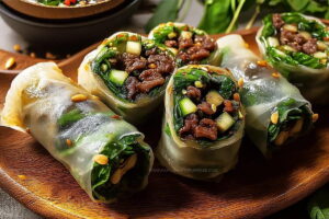 Fresh Rice Paper Thai Basil Beef Rolls Recipe