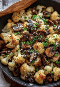 Garlicky Cauliflower Mushroom Skillet Recipe