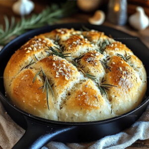 Rustic Garlic Rosemary Skillet Bread Recipe