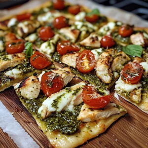 Fresh Basil Pesto Chicken Flatbread Recipe