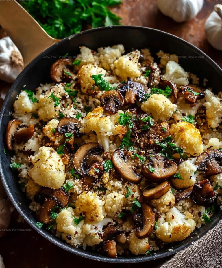Vegetable-Forward Garlic Cauliflower Mushroom Skillet Recipe