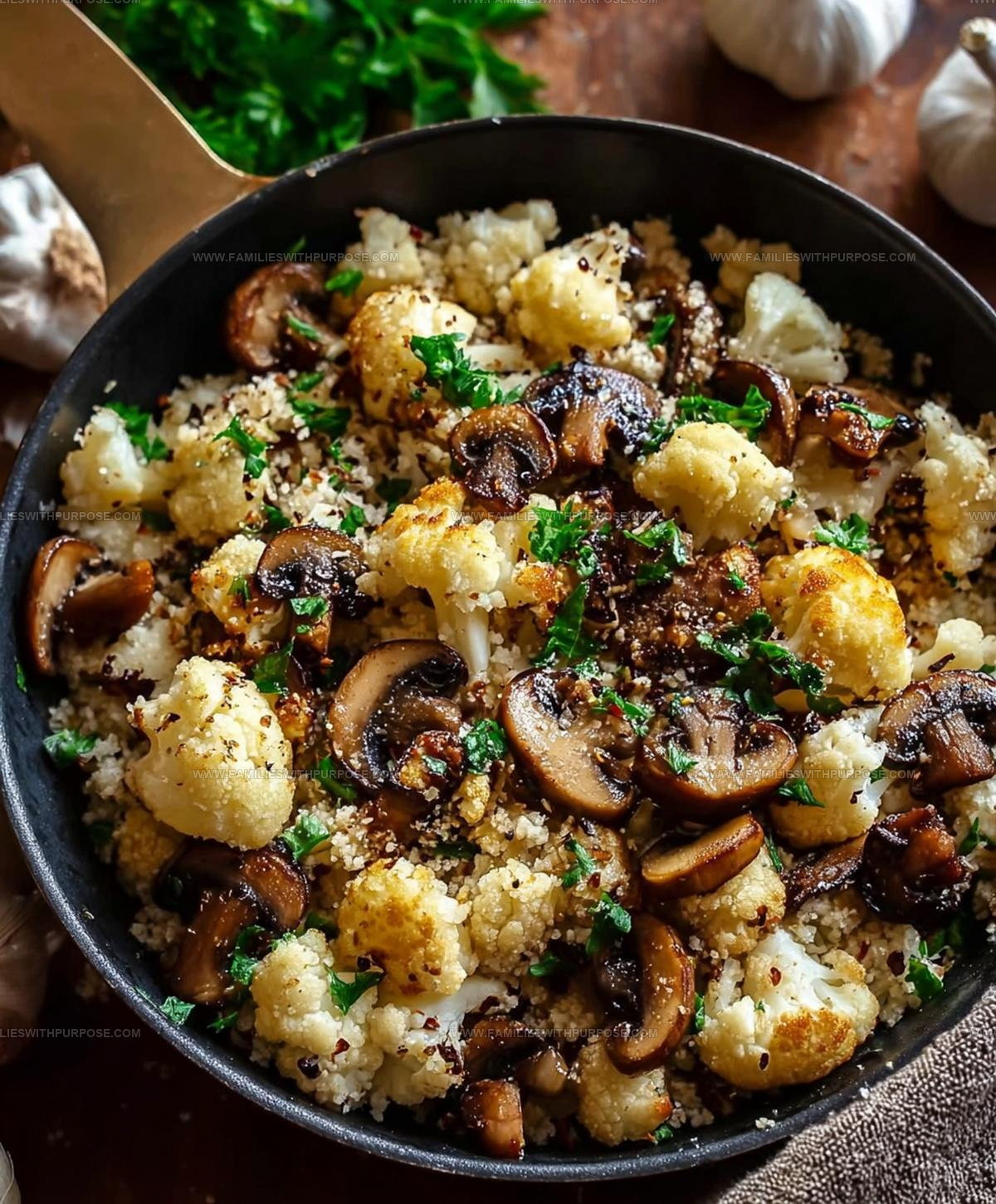 Vegetable-Forward Garlic Cauliflower Mushroom Skillet Recipe