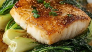 Soy Sesame Glazed Cod With Charred Bok Choy Recipe