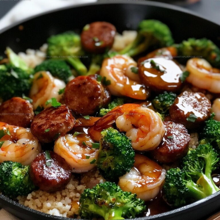 Family-Style Honey Garlic Shrimp Sausage Broccoli Recipe