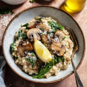 Creamy Mushroom Spinach Risotto Recipe