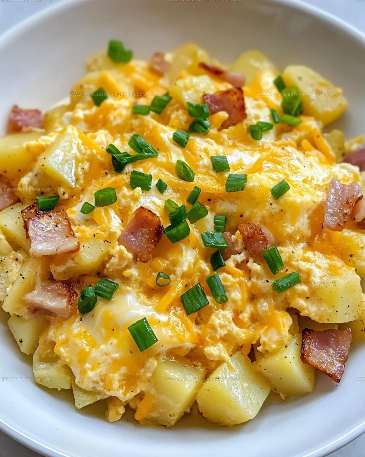 Cheesy Skillet Potato Egg Scramble Recipe
