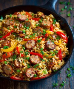 Cajun Beef Sausage Rice Skillet Recipe