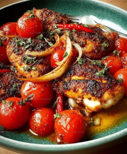 Spicy Vinegar Chicken Tomatoes Recipe