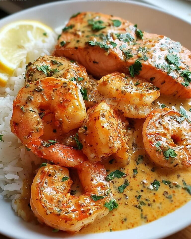Cajun Shrimp & Salmon with Garlic Cream Recipe