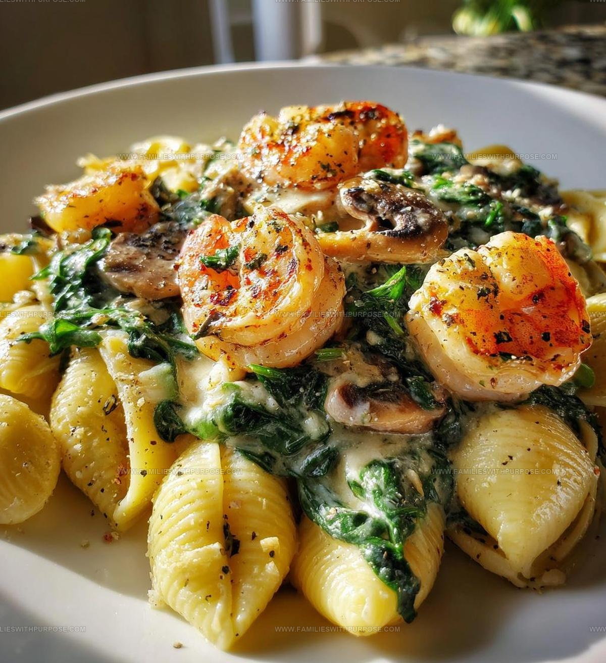 Creamy Spinach Mushroom Shrimp Shells Recipe