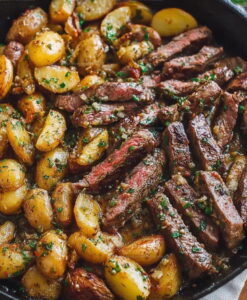 Cast-Iron Garlic Butter Steak And Potatoes Recipe