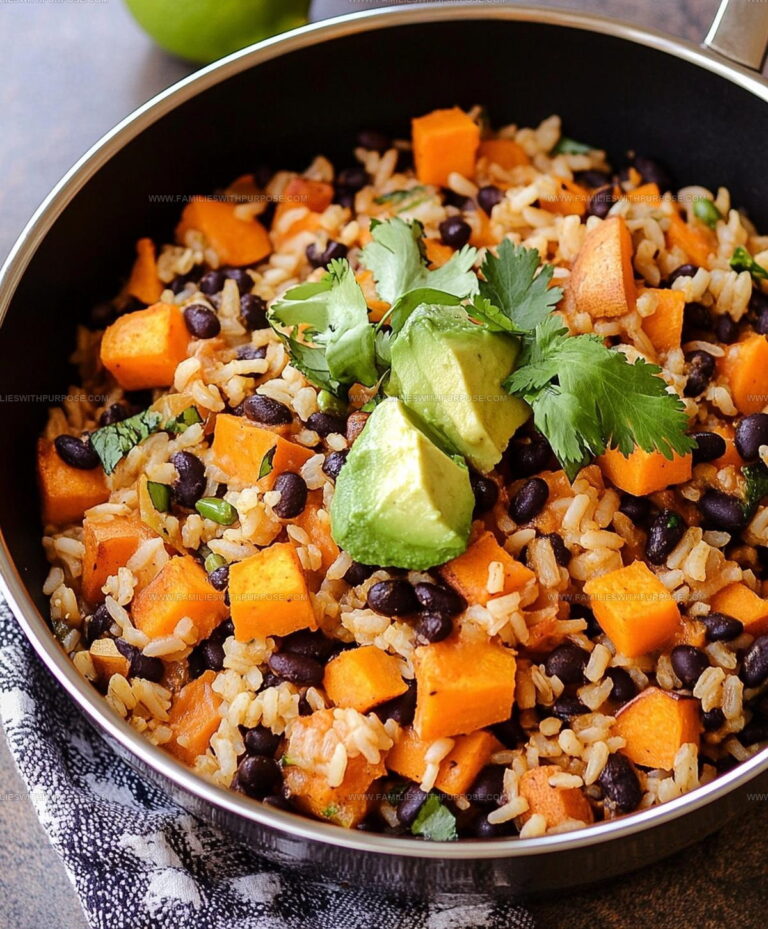 Meatless Southwest Sweet Potato Black Bean Rice Skillet Recipe