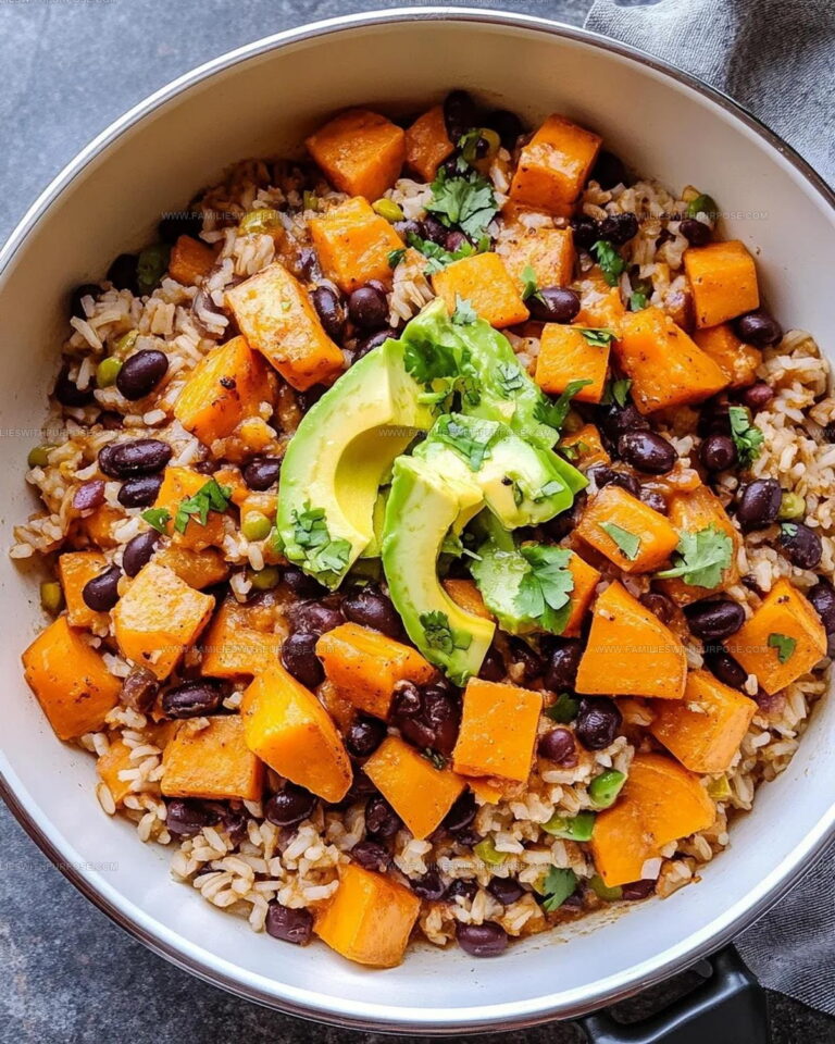 Southwest Veggie Sweet Potato Black Bean Rice Skillet Recipe