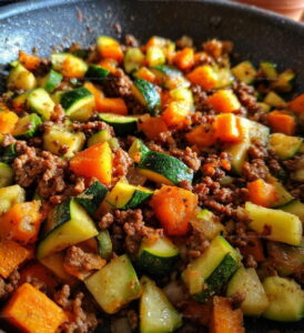 Hearty Ground Beef Zucchini Sweet Potato Skillet Recipe