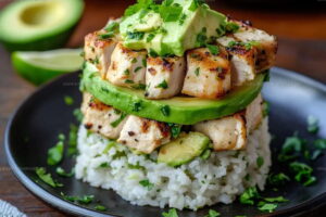 Honey Lime Chicken And Avocado Rice Stack Recipe
