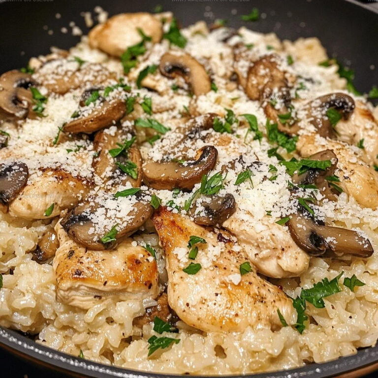 Creamy Mushroom Garlic Chicken And Rice Skillet Recipe