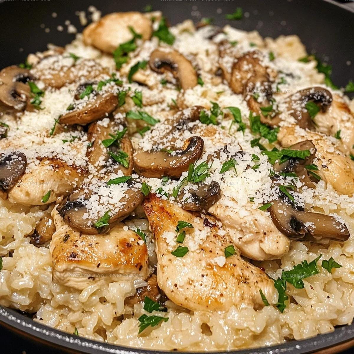 Creamy Mushroom Garlic Chicken And Rice Skillet Recipe