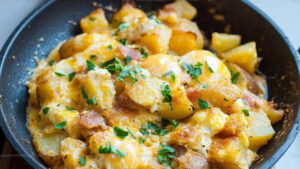 Cheddar Potato Egg Scramble Recipe