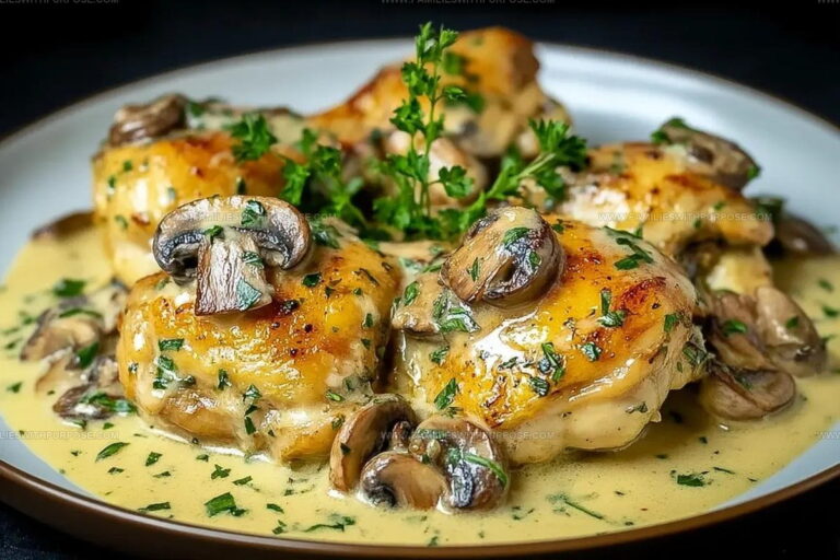 Creamy Mushroom Creamy Garlic Chicken Thighs Recipe