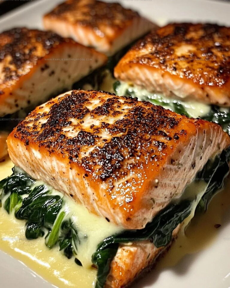 Blackened Salmon with Spinach and Parmesan Recipe