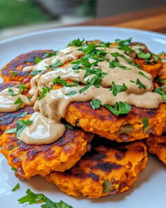 Sweet Potato Patties With Red Lentils And Tahini Dressing Recipe