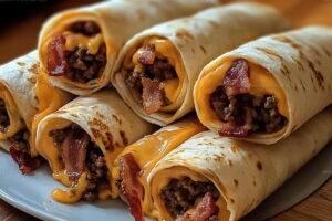 Bacon Cheeseburger Tortilla Roll Ups Recipe