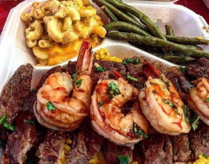 Jerk Steak and Shrimp over Rice Recipe