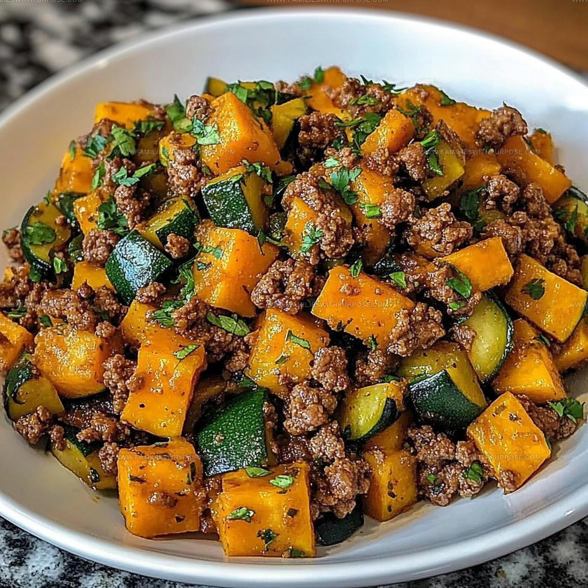 Simple Ground Beef Zucchini Sweet Potato Skillet Recipe