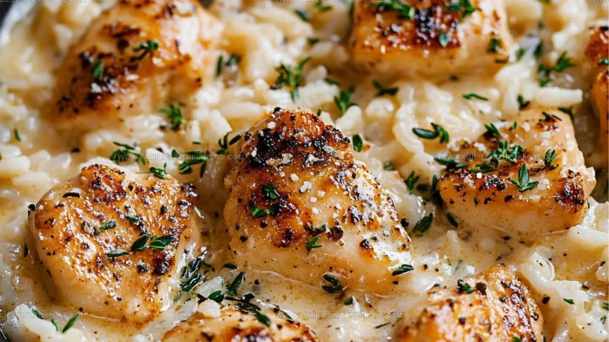 One Pan Creamy Parmesan Chicken Rice Recipe