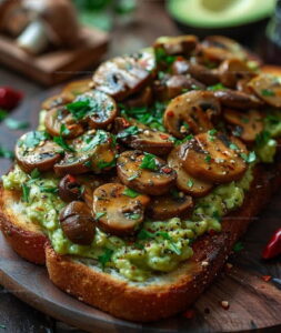 Avocado Toast With Sauteed Garlic Mushrooms Recipe