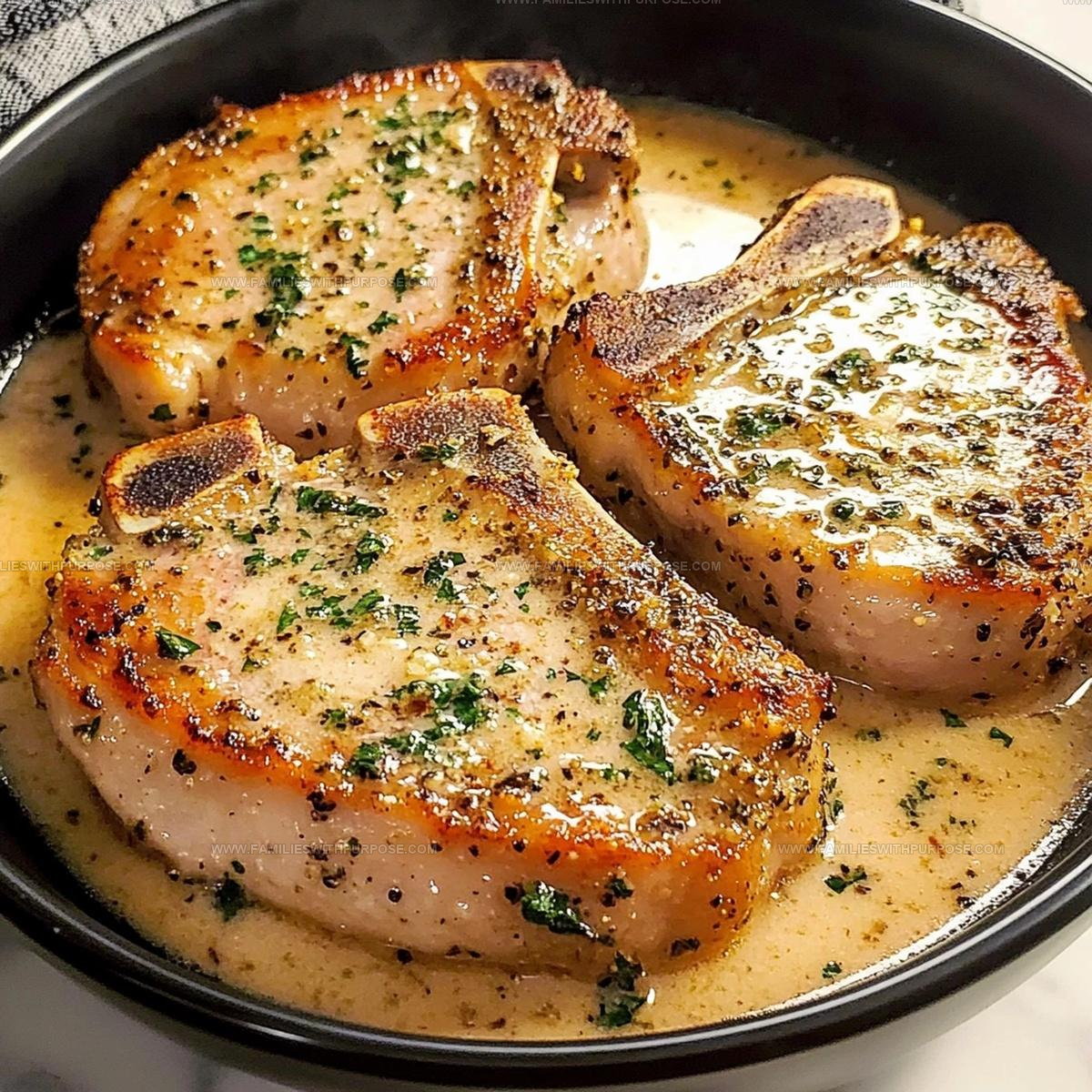 Creamy Skillet Garlic Parmesan Pork Chops Recipe