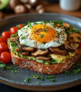 Avocado Mushroom Toast with Poached Egg Recipe