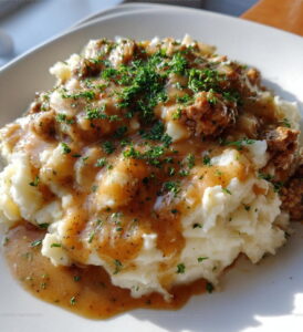 Ground Beef And Gravy Over Fluffy Mashed Potatoes Recipe