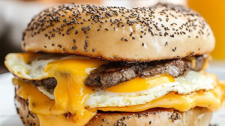 Breakfast Steak Egg Cheese Bagel Recipe