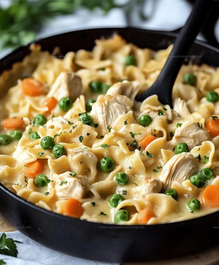 One Pan Chicken Pot Pie Noodle Skillet Recipe